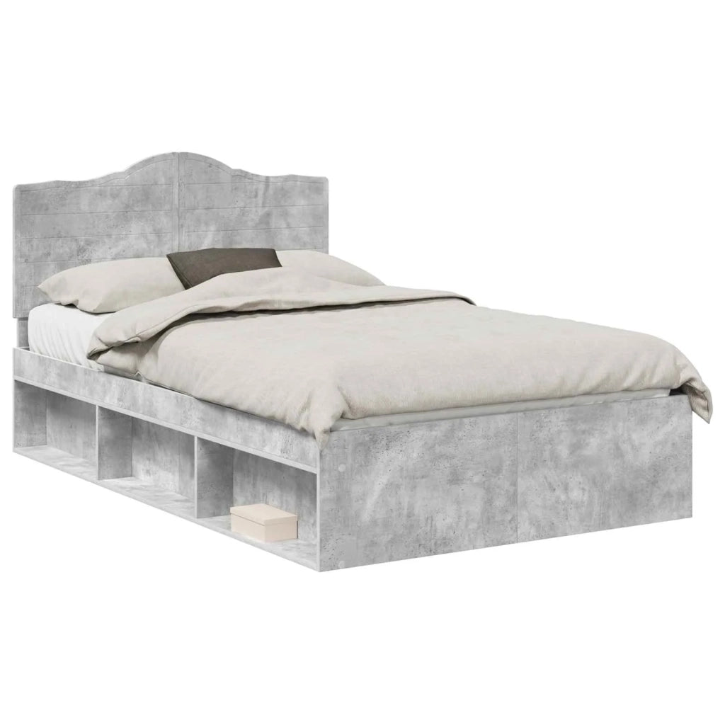 Letto matrimoniale | Letto per adulti | Struttura del letto Calcestruzzo 120 x 190 cm Pino massello