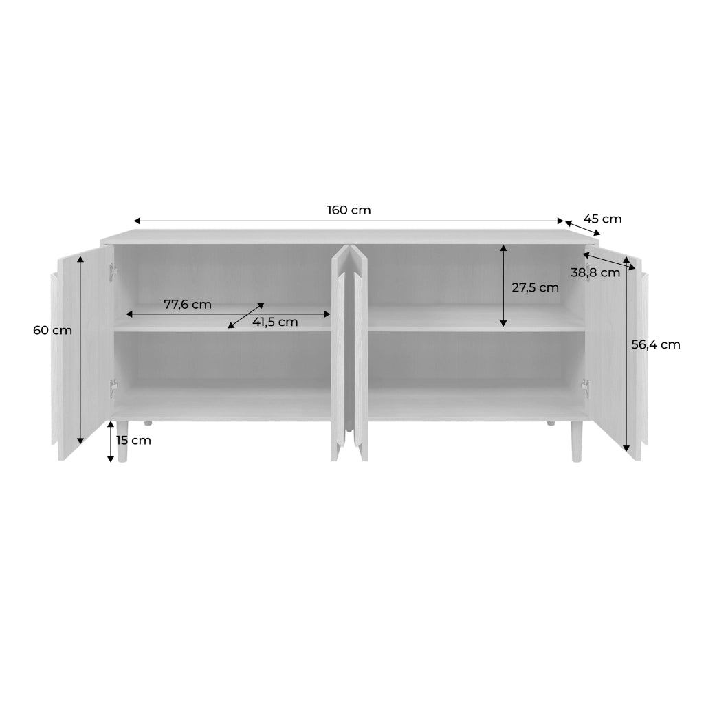 Credenza vintage effetto legno 4 ante 150cm