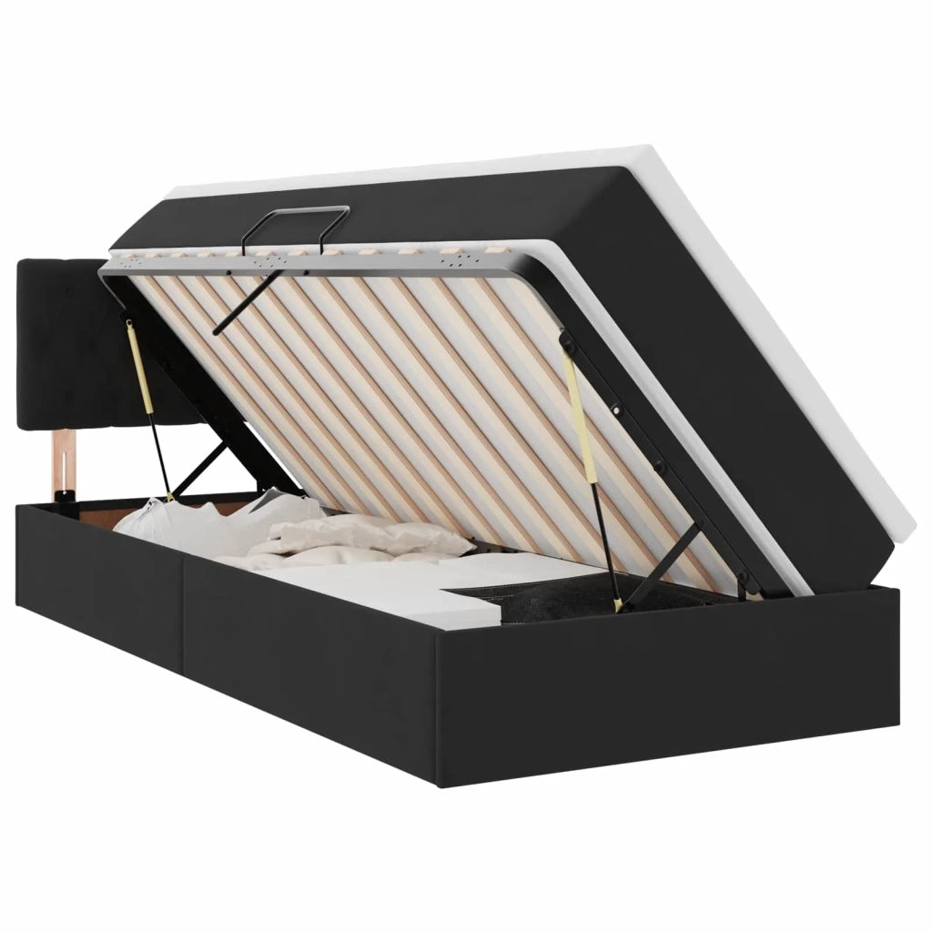 Letto con contenitore e LED con led Nero 90 x 200 cm Velluto