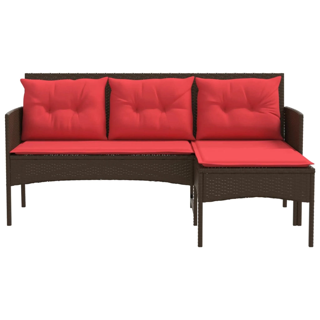 Set Divano da Giardino 2 pcs Marrone e Rosso polyrattan 4103809