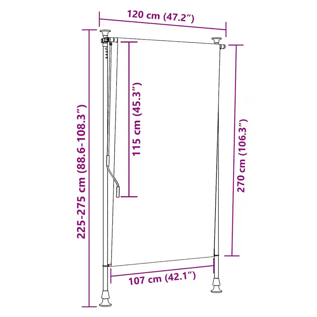 Tenda a rullo | Tenda avvolgibile Esterno Gialla e Bianca 120x270cm Tessuto Acciaio
