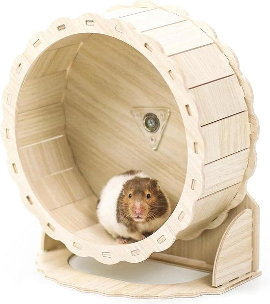 Gabbia per Hamster in Legno da 26cm - Base Regolabile in Altezza, Base a Doppio Perno - Adatto per Hamster di Raza e Gerbili.