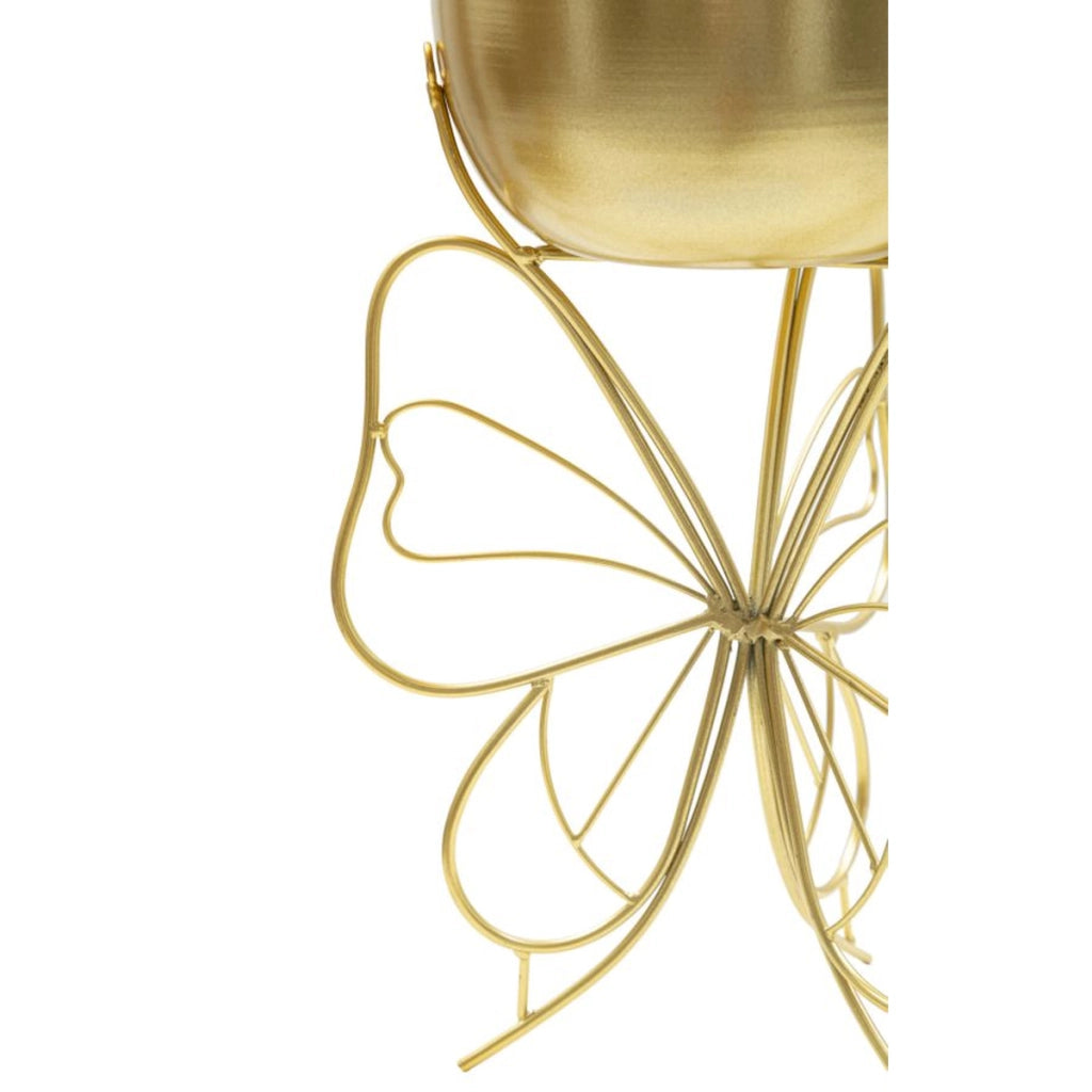 Vaso per Piante Farfalla 5, Oro, Metallo, 22x22x40 cm