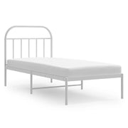 Letto singolo | Letto per adulti | Giroletto con Testiera Metallo Bianco 90x200 cm