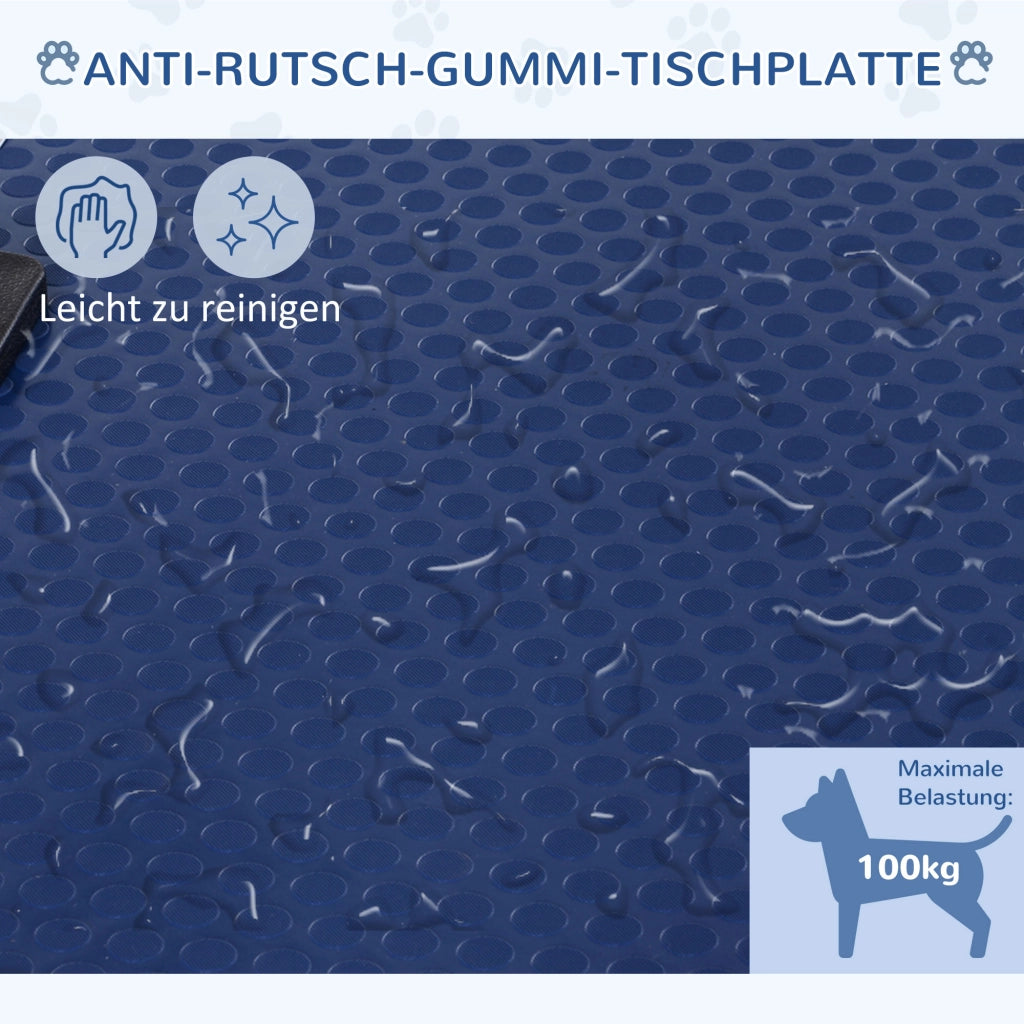 Tavolo da Toelettatura per Cani Regolabile in Altezza ¨C Xylo ¨C Pieghevole con Cestino Blu