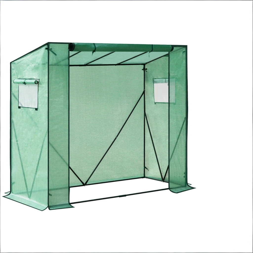 Serra da giardino con ripiani e copertura in PE verde resistente ai raggi UV 200 × 77 × 169 cm per piante