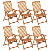 Sedie da Giardino Pieghevoli 6 pz con Cuscini Massello Acacia 3064123