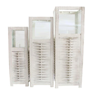 SET DI 3 LANTERNE MARIE IN ACCIAIO E VETRO A POLVERE BIANCO IN 3 DIMENSIONI OKX