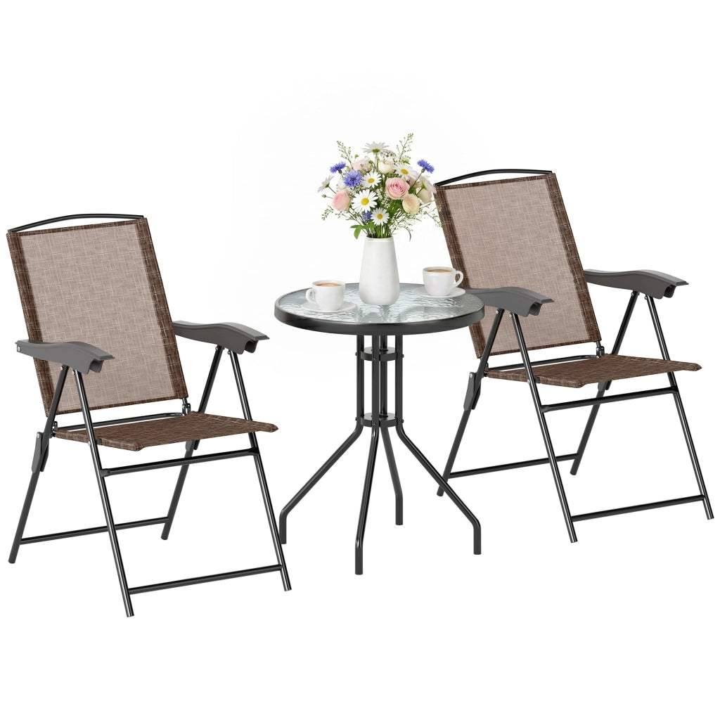 Set Tavolino con 2 Sedie Pieghevole Esterno ¨C Minimal ¨C Marrone