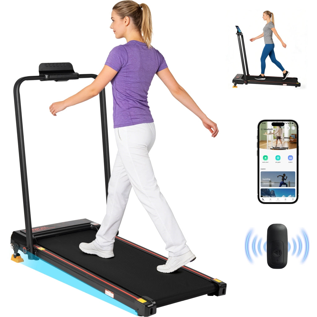 Tapis roulant pieghevole con inclinazione regolabile fino a 12 km/h display LED app telecomando nero 120 kg