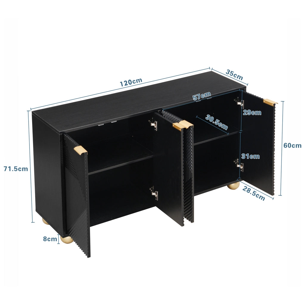 Credenza con ripiani regolabili in MDF nero