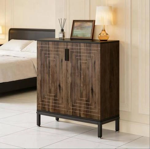 Mobile scarpiera 2 ante in MDF e metallo 80x38x95 cm