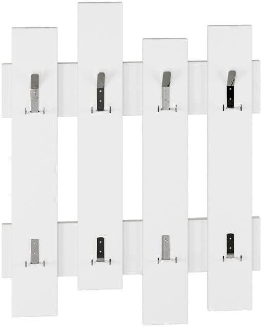 My Brand Appendiabiti da Parete Bianco in Legno 8 Ganci per Ingresso
