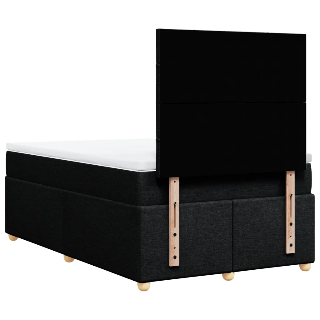 Giroletto a Molle con Materasso Nero 120x200 cm in Tessuto