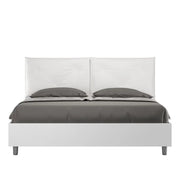 Letto matrimoniale con rete 160x190 bianco frassino cuscini similpelle bianco Egos Appia