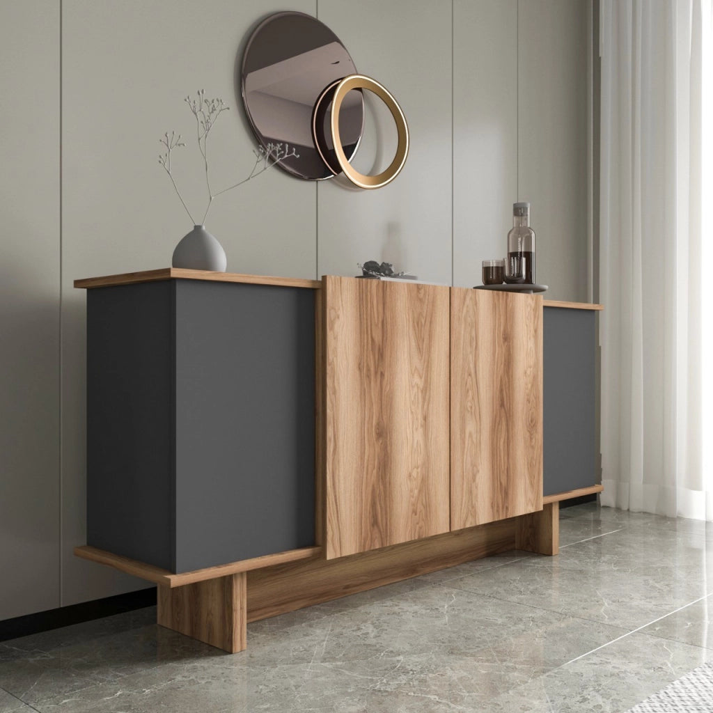 Credenza in legno "Diana" - 180 x 40 x 81 cm - Grigio antracite