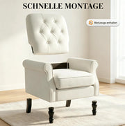 Poltrona lounge 1 posto con rivestimento in lino e cuscino spesso con molle insacchettate