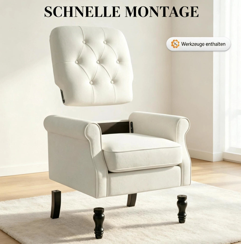 Poltrona lounge 1 posto con rivestimento in lino e cuscino spesso con molle insacchettate