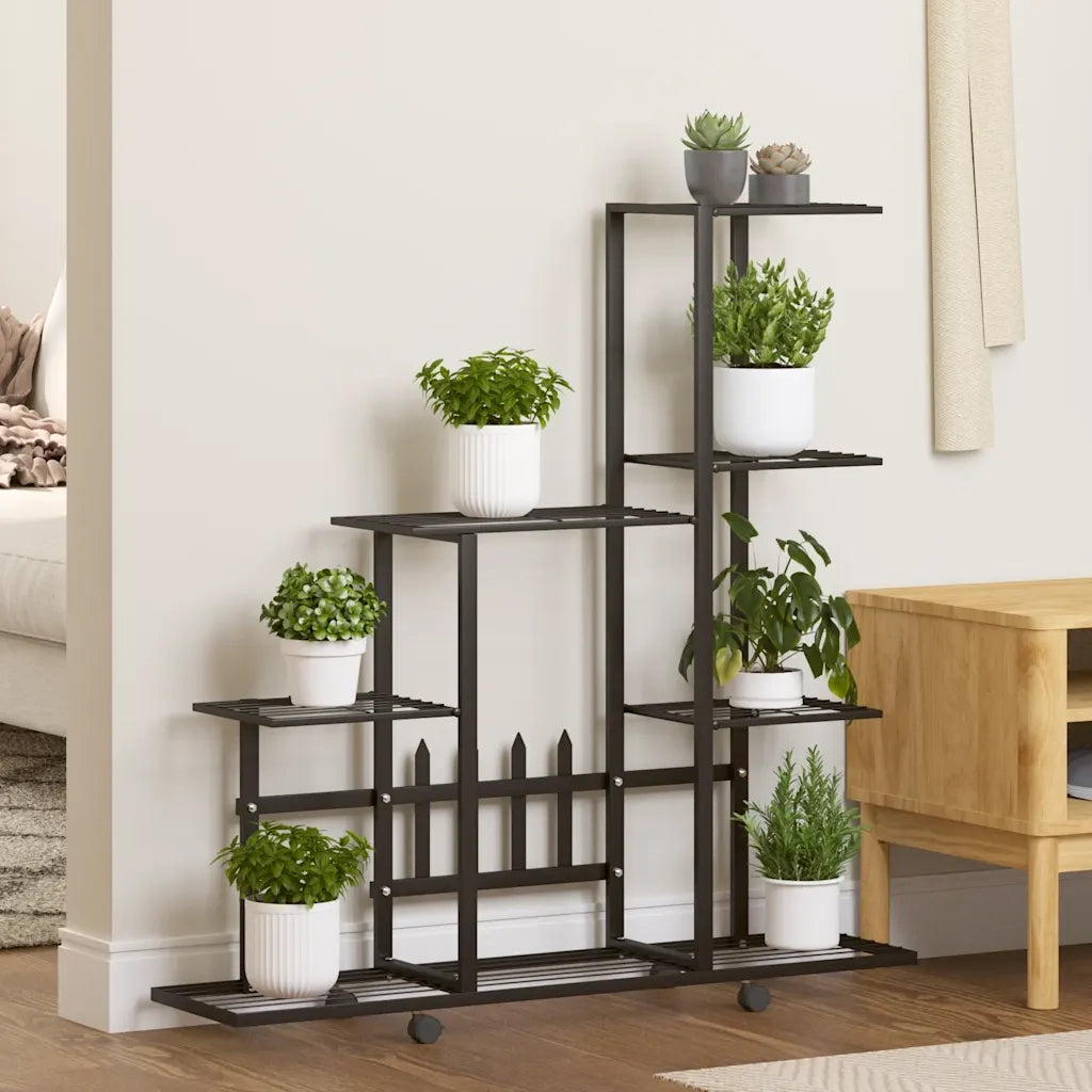 Portapiante con Ruote 94,5x25x92,5 cm Nero in Metallo 336114