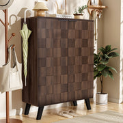 Scarpiera con 4 ripiani regolabili e 5 livelli, ante ammortizzate, per ingresso, legno scuro, 80 × 35,5 × 110 cm