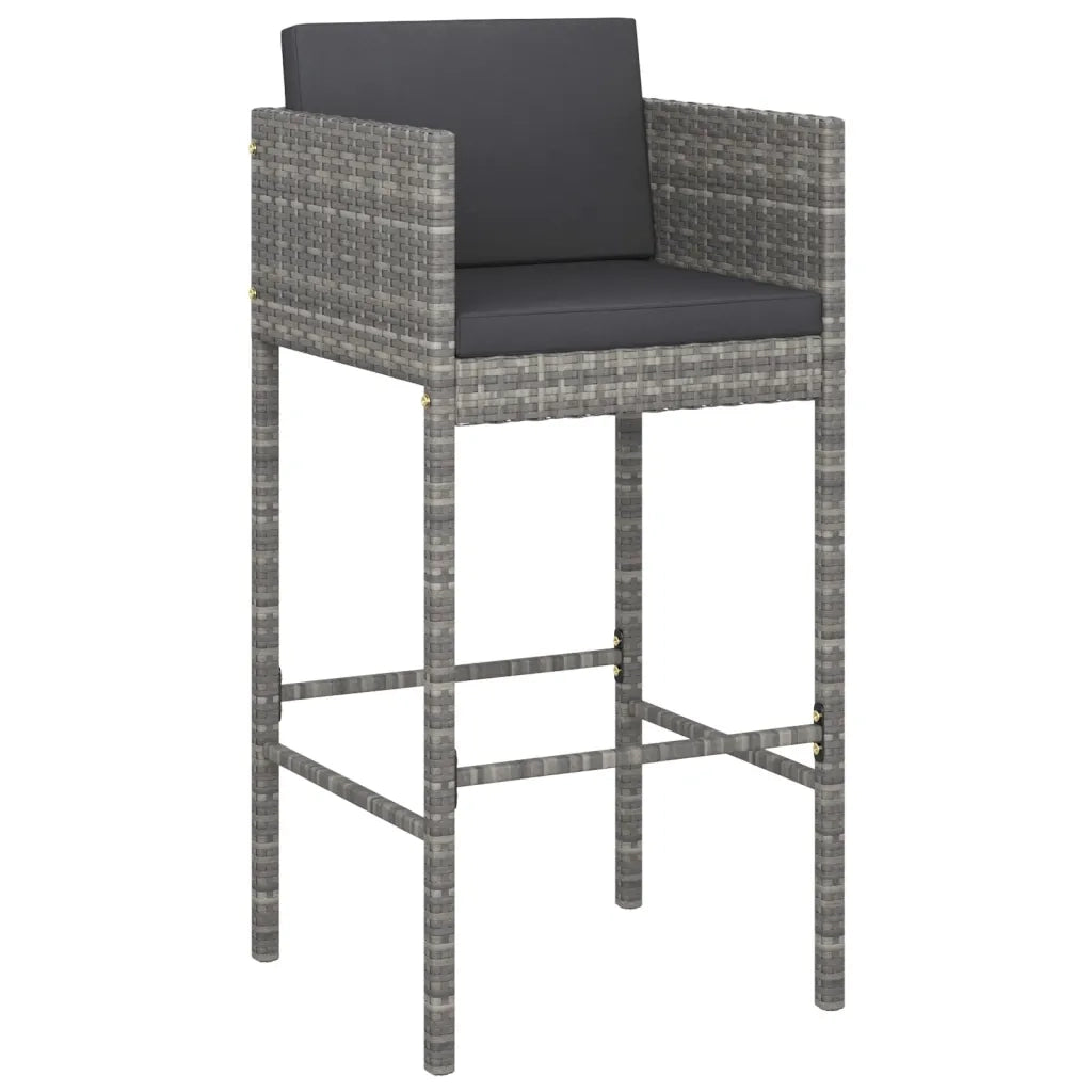 Set da Bar da Giardino 5 pz | Set Salotto da Giardino con Cuscini in Polyrattan Grigio
