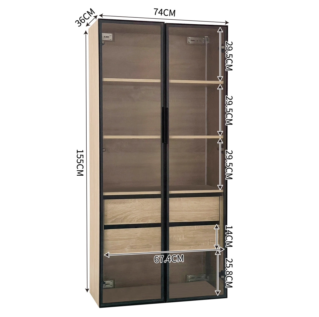 Mobile contenitore in MDF con LED e ante in vetro satinato