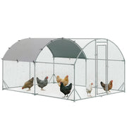 Recinto per Animali da Giardino ¨C Xylo ¨C Metallo Galvanizzato con Tetto Anti UV 280x380x197 cm Argento