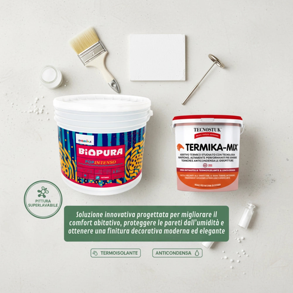 Kit pittura colorata pop intenso 2,5 l e additivo anticondensa termika-mix tecnostuk 1 l *** colore- nero mezzanotte ...