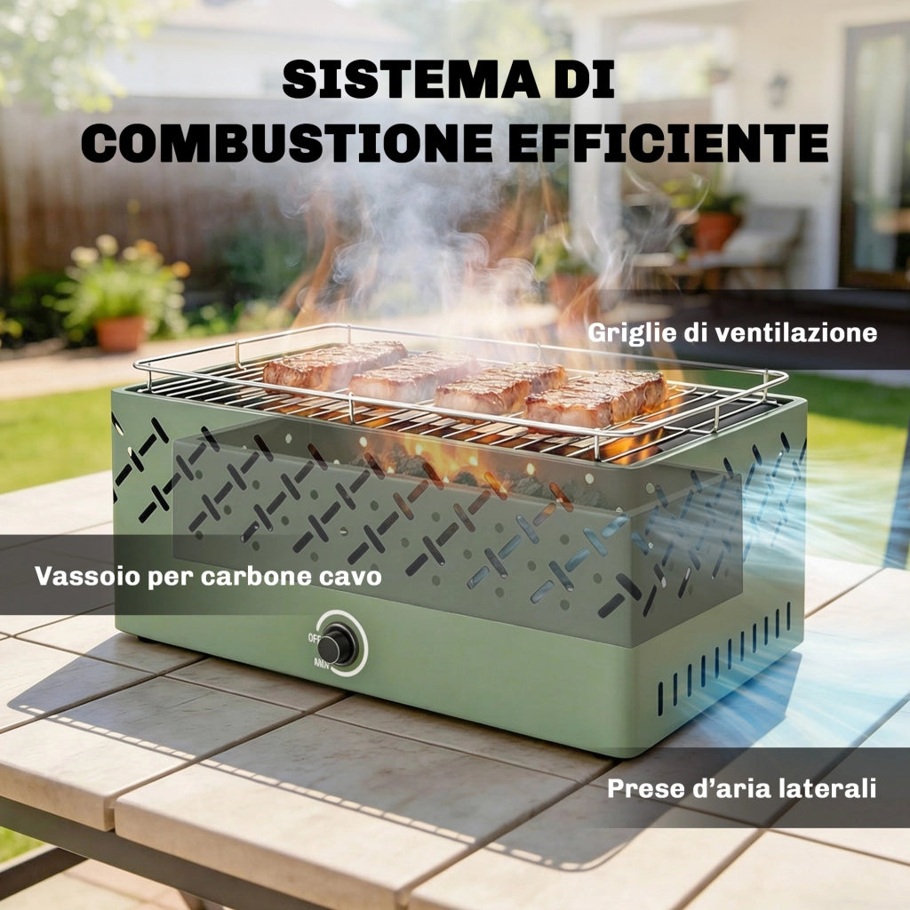 Barbecue Portatile a Carbone ¨C Minimal ¨C Verde Chiaro