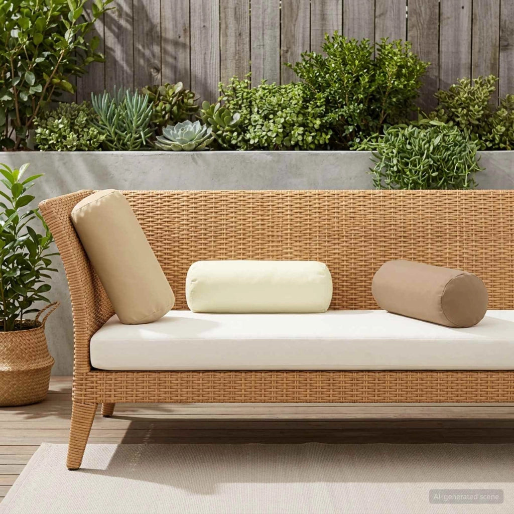 Cuscino 6 pz HEERLEN Beige Ø 15 x 40 cm Poliestere 930118