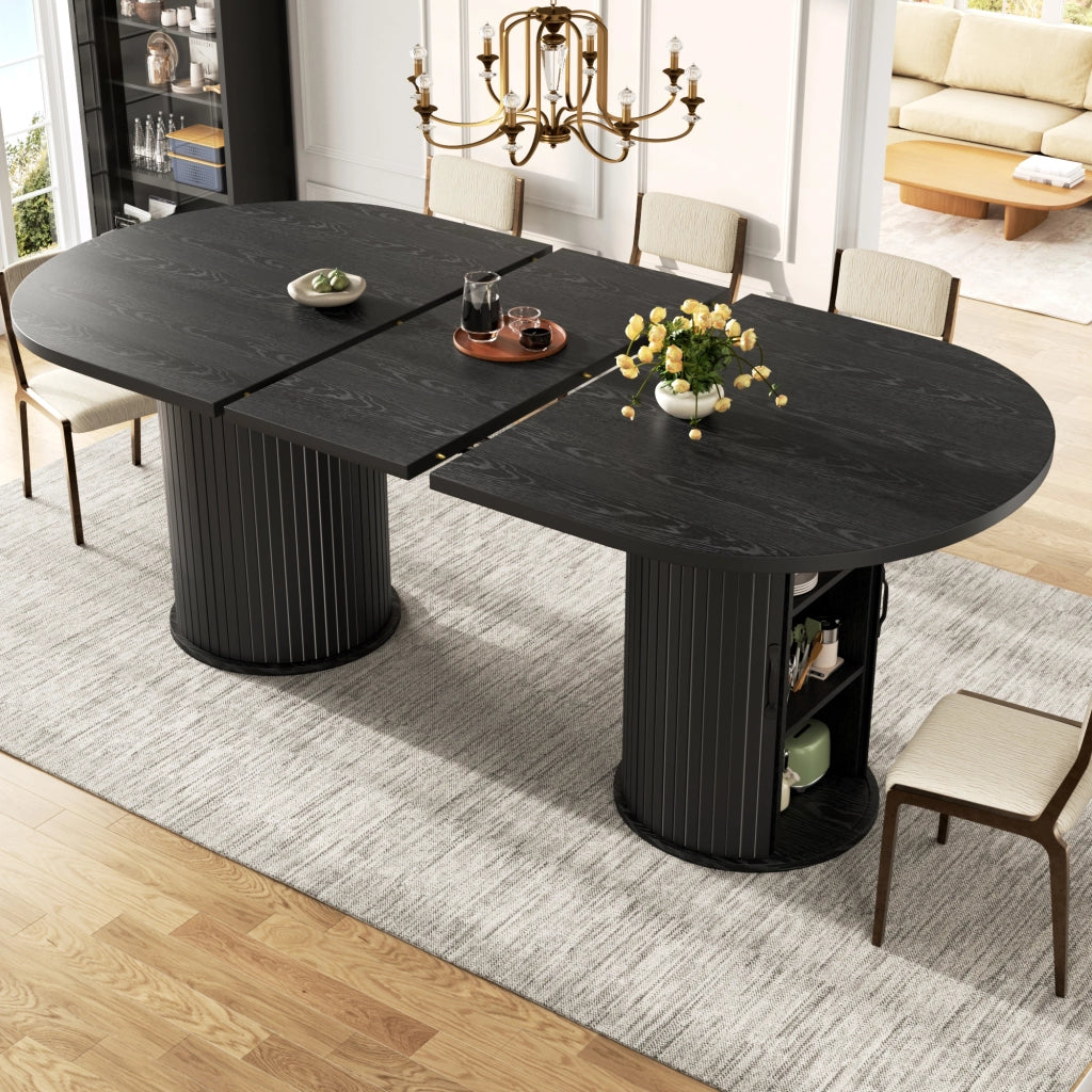 Tavolo allungabile 150-190x80x75 cm telescopico con vano nascosto in MDF nero