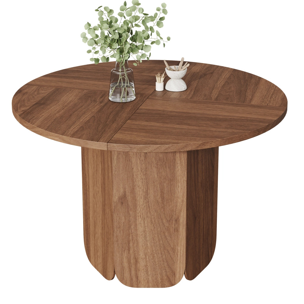 Tavolo da pranzo - rotondo 120x120 cm - per 4-6 persone - stile scandinavo - noce - antigraffio