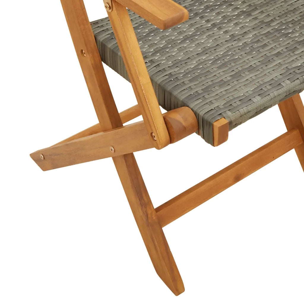 Sedie Giardino Pieghevoli 6 pz | Sedie da Esterno Grigie Polyrattan Legno Massello