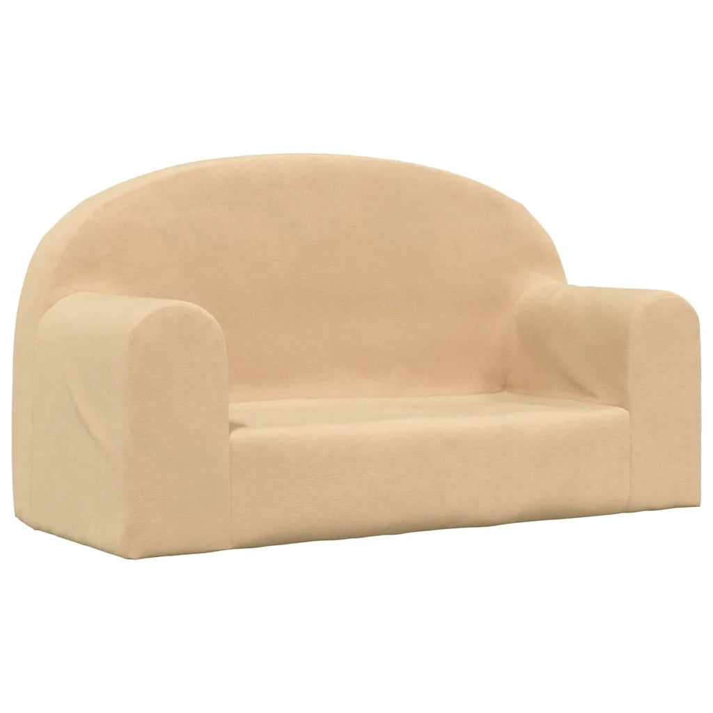 Divano per Bambini a 2 Posti-Sofa-Divanetto Crema in Morbido Peluche 453743
