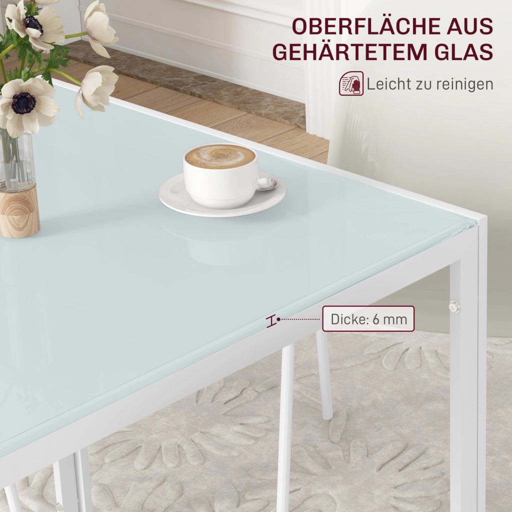 Tavolo da pranzo quadrato in vetro 75x75 cm bianco