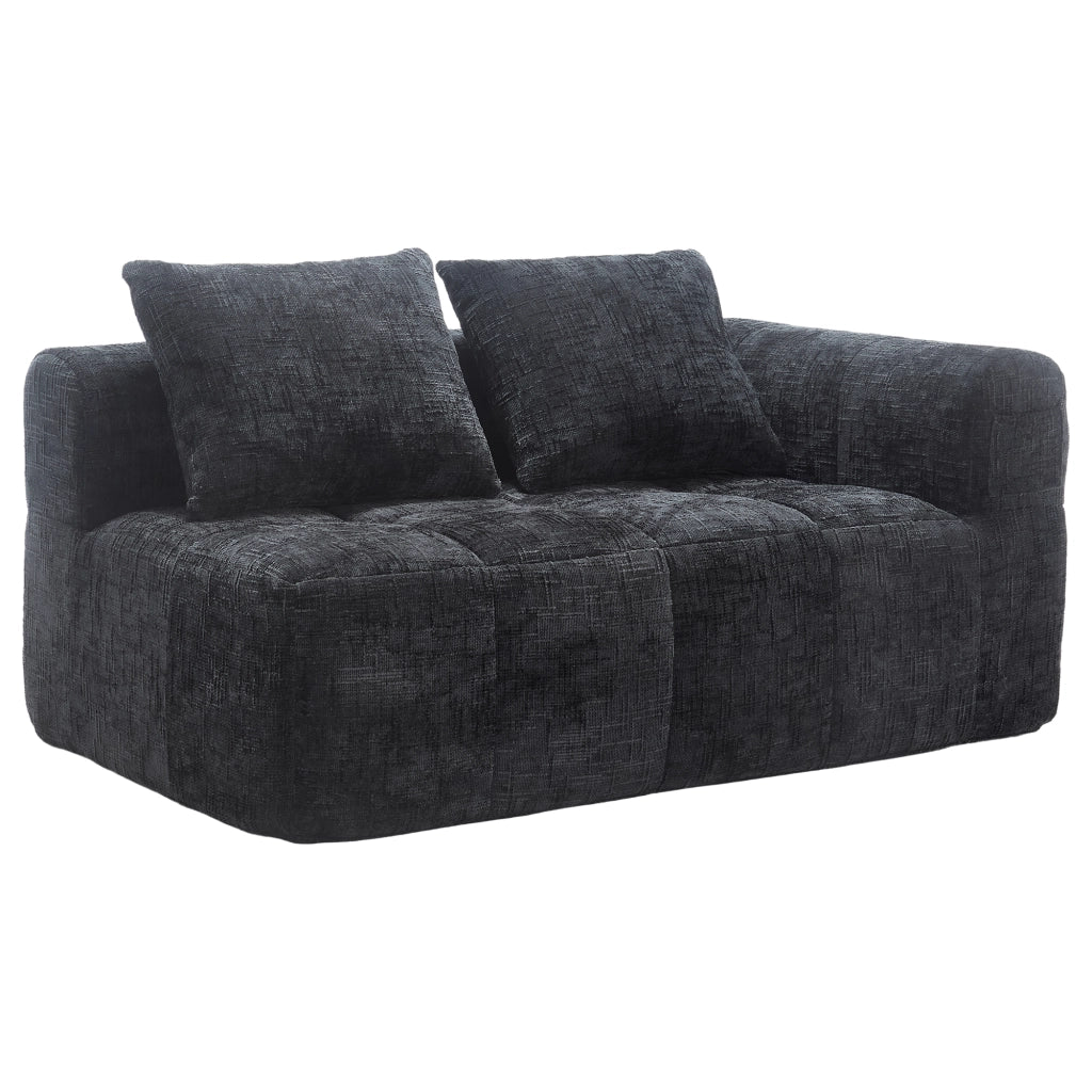Sofa comodo per 2 persone - Zephmum- Cuscino, tasche laterali, nero