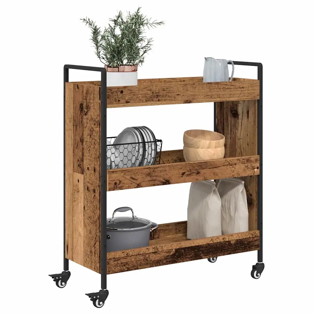 Carrello da Cucina-Scaffale per Cucina Legno vecchio 70 x 30 x 82 cm