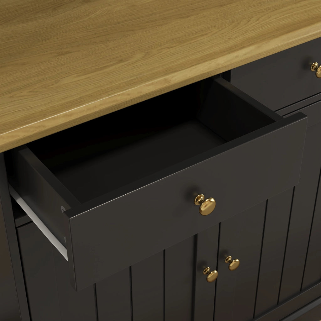 Cristalliera con portabicchieri prese e USB ripiani regolabili in truciolato nero 120 × 40 × 191 cm