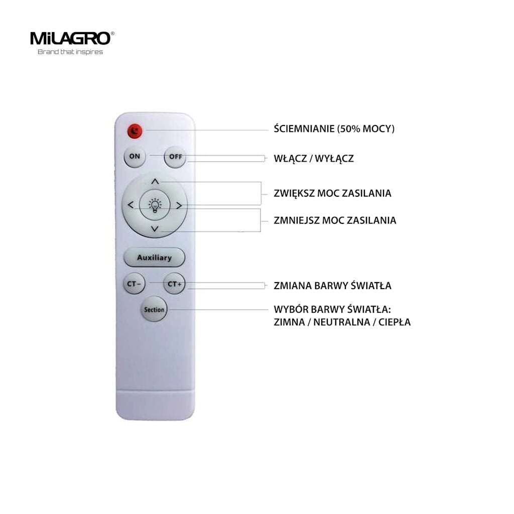 Plafoniera LED dimmerabile con telecomando 26W Milagro