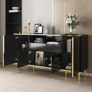 Sideboard nero lucido con 1 cassetto, 150x40x80 cm