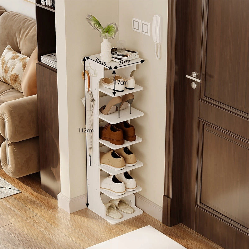 Scarpaia stretta bianca scaffale 6 livelli loft con ganci