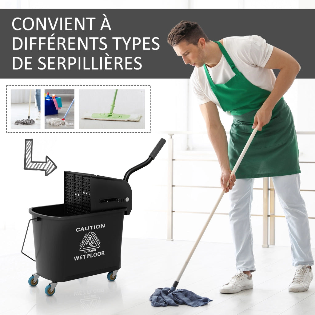 Carrello per pulizia con secchio 20L ¨C Minimal ¨C nero 60x27x70.5 cm