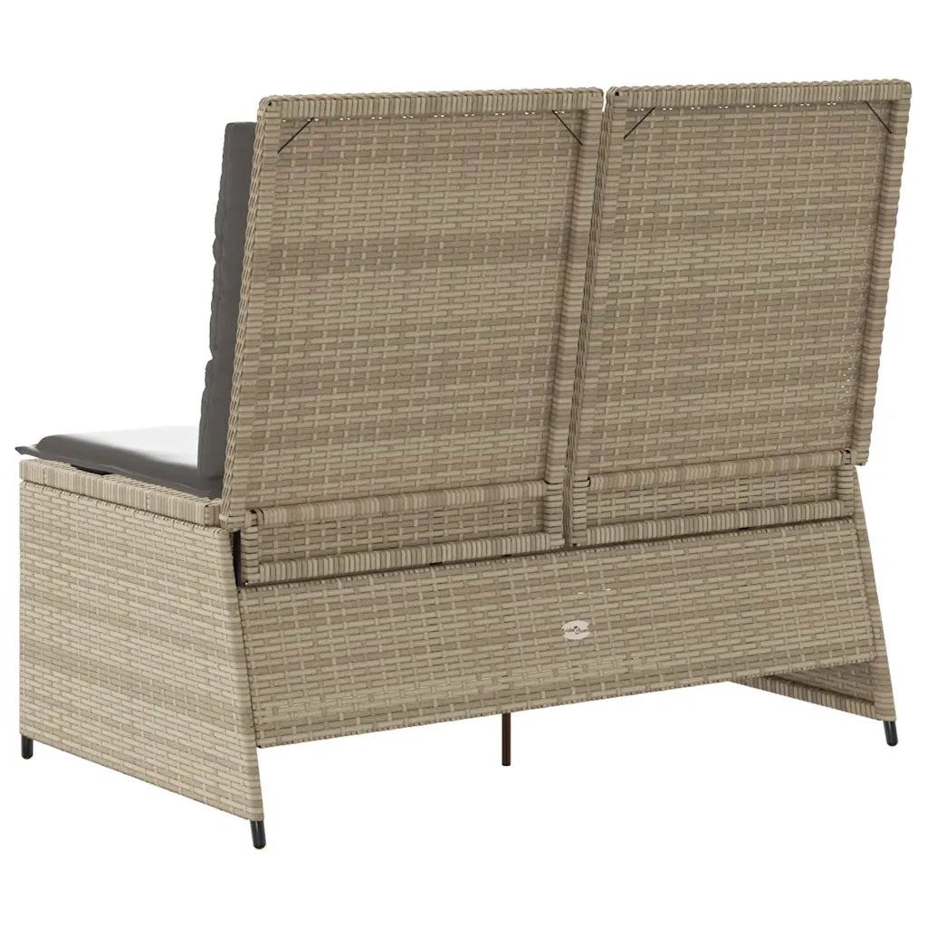 Panca Reclinabile da Giardino con Cuscini-Sgabello-Sedia da esterno Beige in Polyrattan 894944