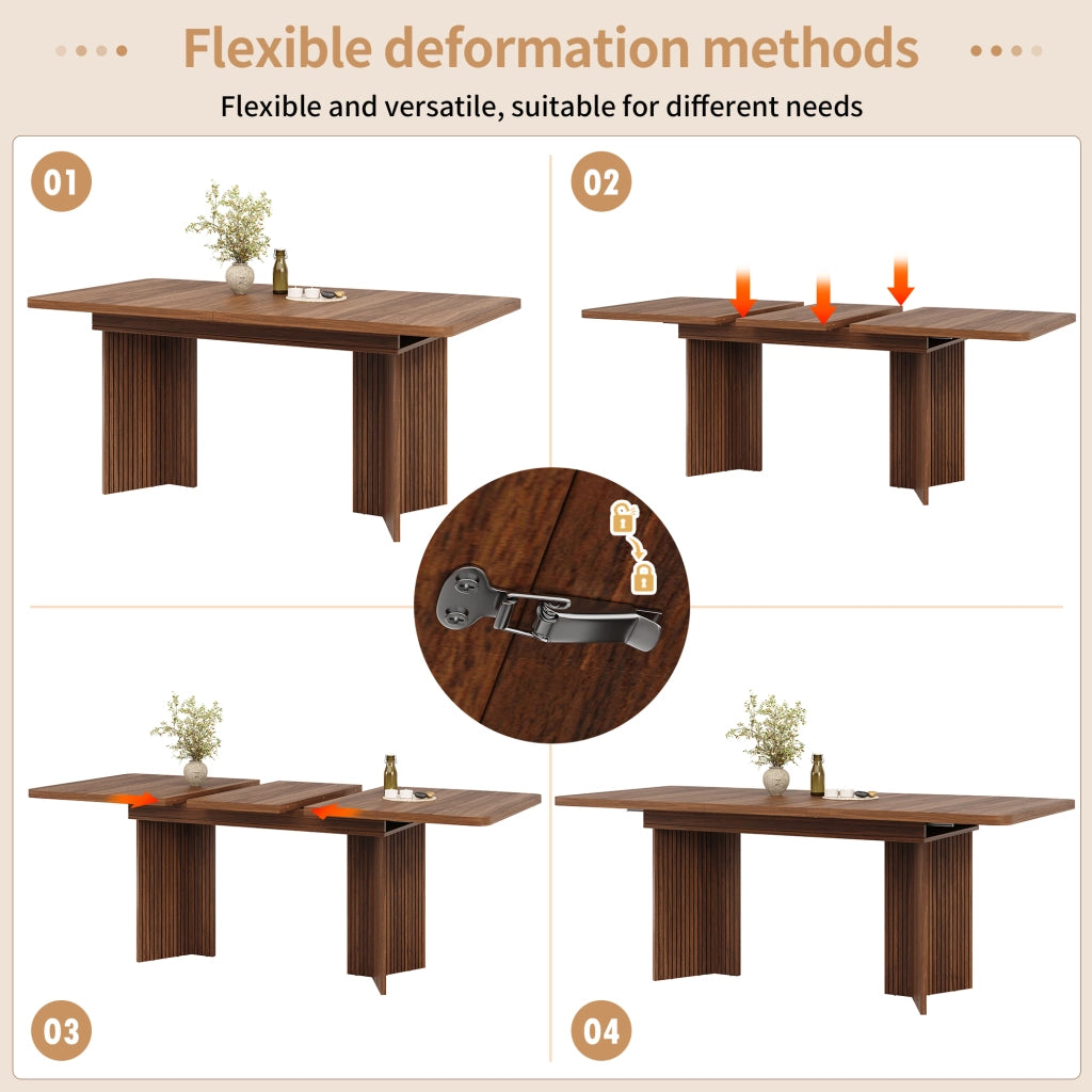 Tavolo allungabile da pranzo con piano estensibile e gambe a V in MDF e metallo 120–160 × 80 × 76.1 cm