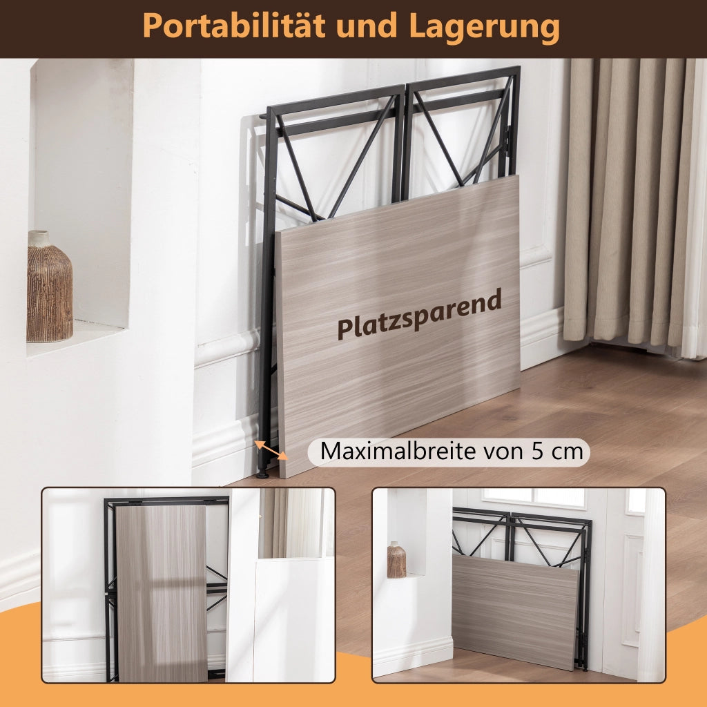 Scrivania dritta pieghevole in MDF e metallo naturale per home office e piccoli spazi 99 × 50 × 75 cm