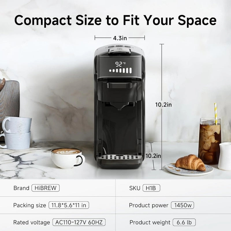 H1B Macchina da caffè espresso 6 in 1; capsule multiple e caffè macinato; caldo/freddo; 19 bar; beige