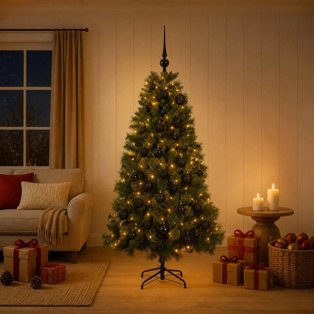 Albero di Natale artificiale con palline 120 cm 150 LED 3461290