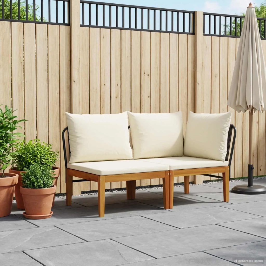 2 pcs Set da Giardino con Cuscini Naturale 42022066
