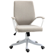 Sedia da ufficio ergonomica con supporto lombare, altezza regolabile fino a 120 kg, colore beige, per ufficio e home office.