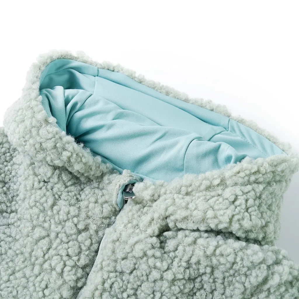 Giacca con Cappuccio Bambina Pelliccia Sintetica Teddy Verde Menta 116 CFW7601820